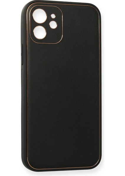 iPhone 12 Kılıf Coco Deri Silikon Kapak - Siyah - NFND2813-4881