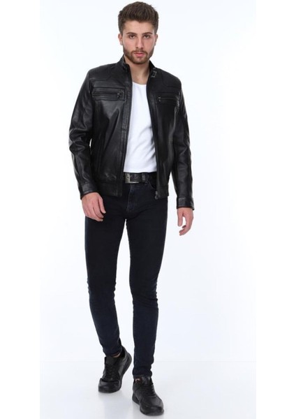 Hakiki Deri Siyah Vera Dört Cepli Erkek Deri Ceket fiyatları