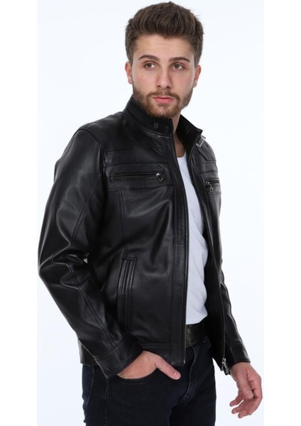 Hakiki Deri Siyah Vera Dört Cepli Erkek Deri Ceket fırsatları