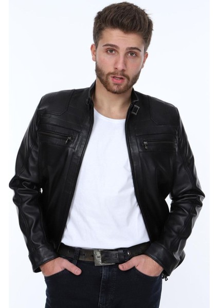 Hakiki Deri Siyah Vera Dört Cepli Erkek Deri Ceket indirimleri