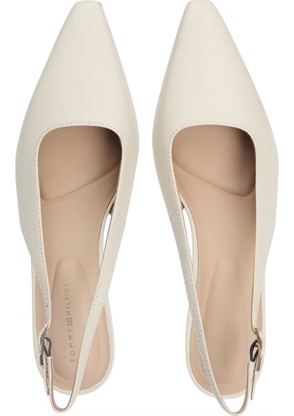 Kadın Squared Toe High Heel Slingback Topuklu Ayakkabı - Krem indirimleri
