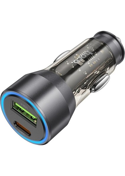 Hoco NZ12A Action PD43W USB + Type-C Hızlı Şarj Araç Çakmaklı Şarj ALETI-(190 - TKNAL4315-24