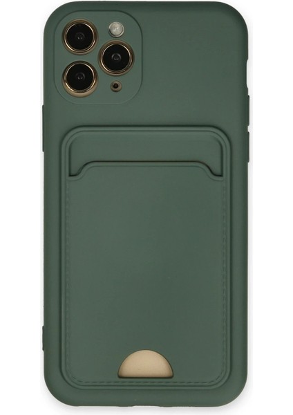 iPhone 11 Pro Kılıf Kelvin Kartvizitli Silikon - Koyu Yeşil - NFND9183-6892