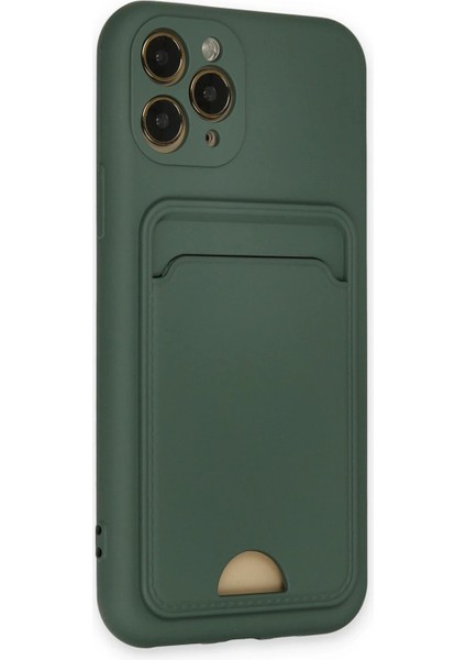 iPhone 11 Pro Kılıf Kelvin Kartvizitli Silikon - Koyu Yeşil - NFND9183-6892