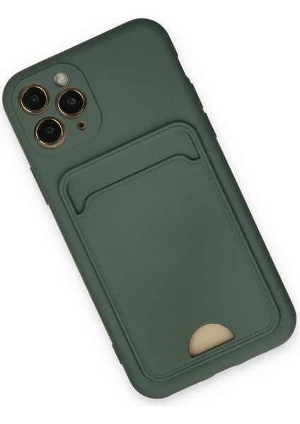 iPhone 11 Pro Kılıf Kelvin Kartvizitli Silikon - Koyu Yeşil - NFND9183-6892