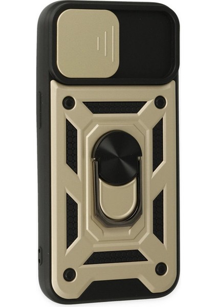 iPhone 14 Kılıf Pars Lens Yüzüklü Silikon - Gold - NFND9231-3621