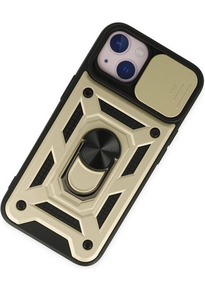 iPhone 14 Kılıf Pars Lens Yüzüklü Silikon - Gold - NFND9231-3621