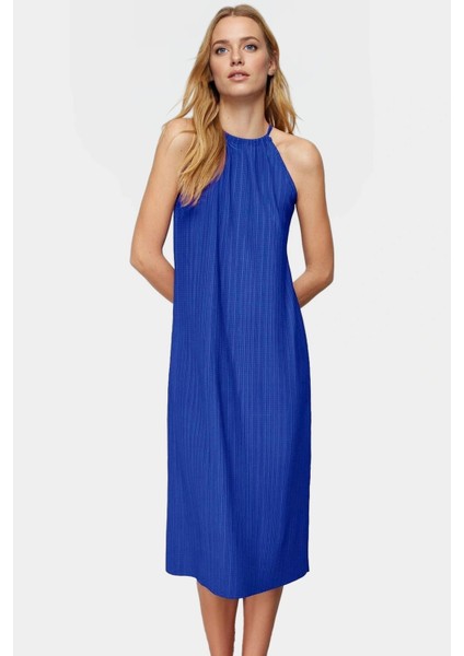 Şık Piliseli Midi Elbise Rahat Kalıp Örme Kumaş Yazlık Günlük Premium Kalite Dayanıklı Malzeme fiyatları