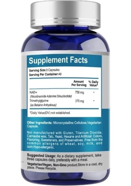 Liposomal Nad+ 750 mg With Tmg 375 Mg 120 Capsul.usa Menşei. 3950 fiyatları