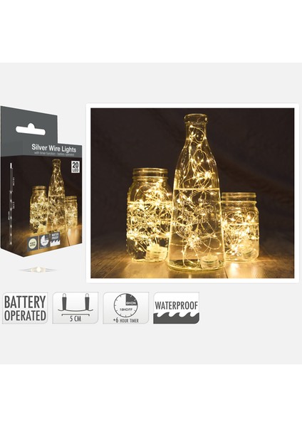 Dekoratif 20 LED Işık Zincir Sıcak Sarı