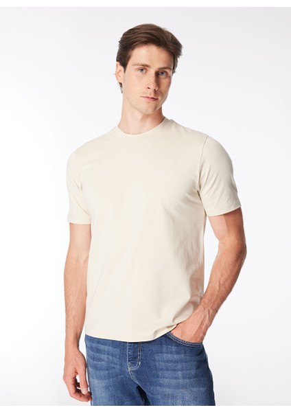 Bisiklet Yaka Düz Bej Erkek T-Shirt TE2654SS T-Shirtbej