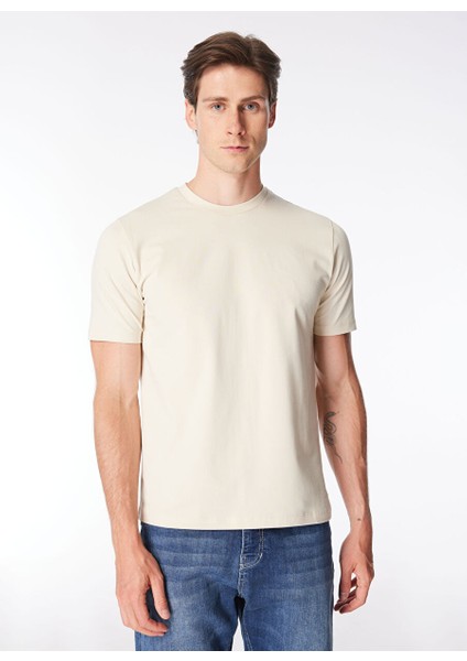 Bisiklet Yaka Düz Bej Erkek T-Shirt TE2654SS T-Shirtbej modelleri