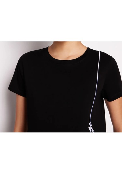 Kadın Bisiklet Yaka T-Shirt-Siyah modelleri