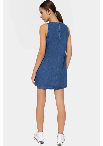 Mini Denim Elbise Shift Kalıp Pamuk Günlük Stil Modern Özenle Seçilmiş Premium Kalite modelleri