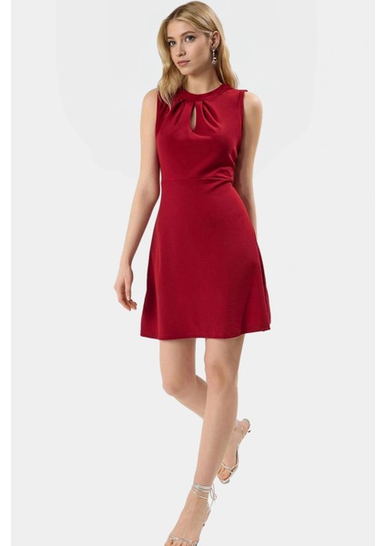 Kadın Mini A Line Krep Elbise Choker Yaka Örme Yazlık Uzun Ömürlü Özenle Seçilmiş Rahat Kullanım fiyatları