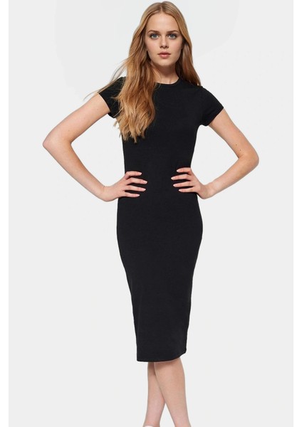 Kadın Midi Boy Pamuklu Elbise Esnek Bodycon Kalıp Günlük Şık Görünüm Zarifane Tasarım fiyatları