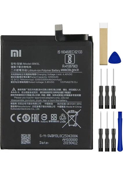 Xiaomi Mi 9 BM3L Batarya Pil Tamir Seti ve Pil Bandı