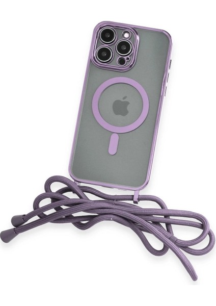 iPhone 12 Pro Kılıf Divo Lazer Askılı Magsafe Kapak - Lila - NFND3539-9315