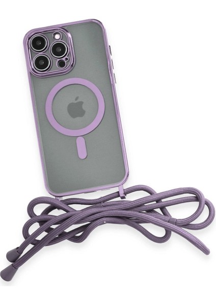 iPhone 12 Pro Kılıf Divo Lazer Askılı Magsafe Kapak - Lila - NFND3539-9315