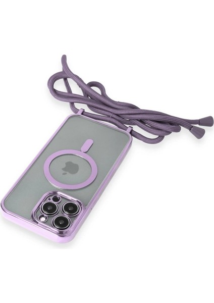 iPhone 12 Pro Kılıf Divo Lazer Askılı Magsafe Kapak - Lila - NFND3539-9315