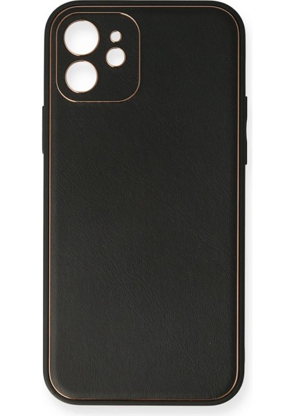 iPhone 12 Mini Kılıf Coco Deri Silikon Kapak - Siyah - NFND5209-1120