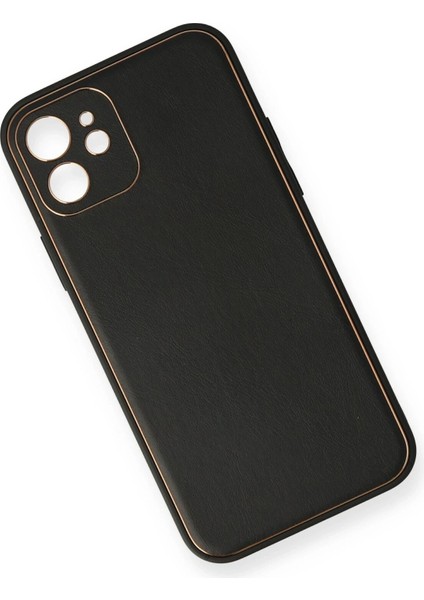 iPhone 12 Mini Kılıf Coco Deri Silikon Kapak - Siyah - NFND5209-1120