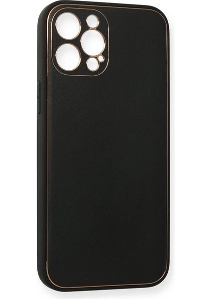 iPhone 12 Pro Kılıf Coco Deri Silikon Kapak - Siyah - NFND2333-4195