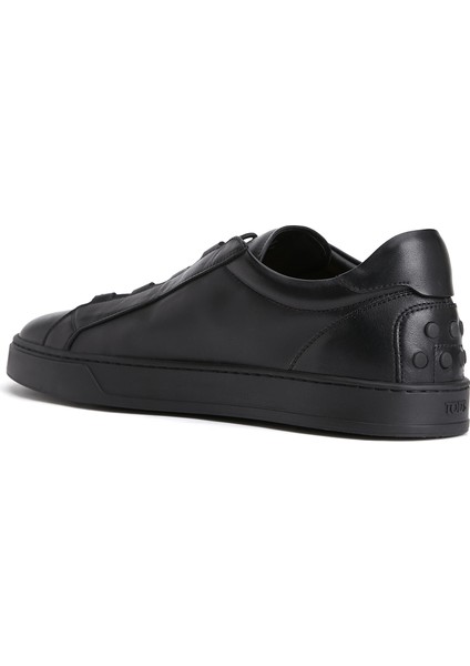 Siyah Logo Detaylı Erkek Deri Sneaker modelleri