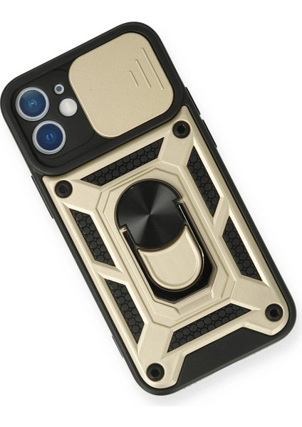 iPhone 12 Mini Kılıf Pars Lens Yüzüklü Silikon - Gold - NFND7625-2196