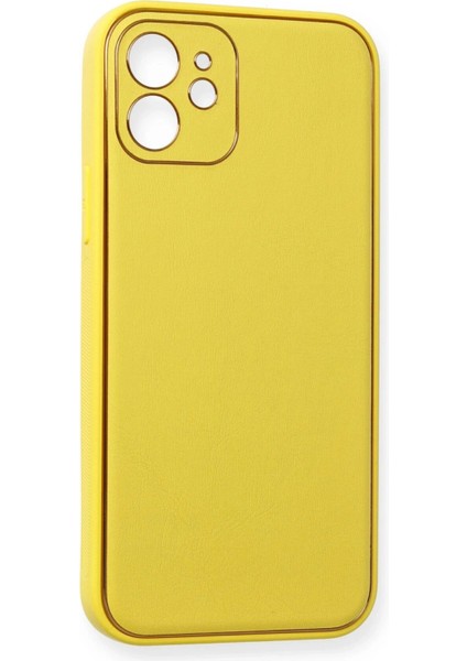 iPhone 12 Mini Kılıf Coco Deri Silikon Kapak - Sarı - NFND3397-6135