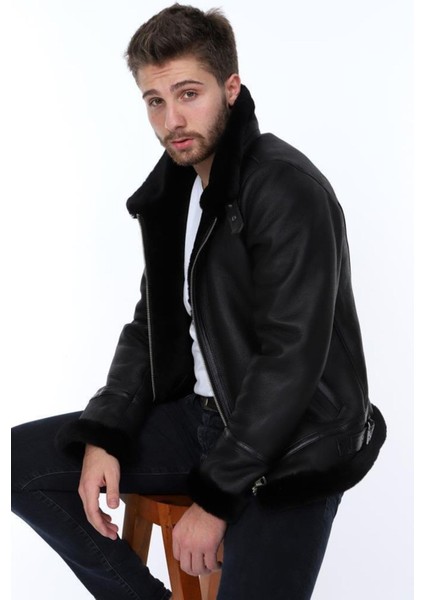 Hakiki Deri Siyah Navas Kürklü Erkek Deri Ceket fiyatları