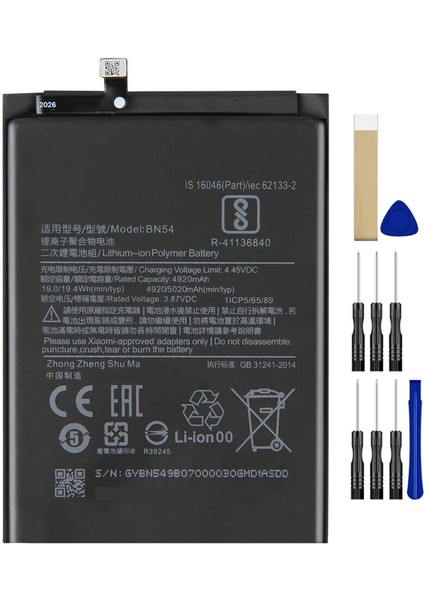Xiaomi Redmi 10X BN54 Batarya Pil Tamir Seti ve Pil Bandı
