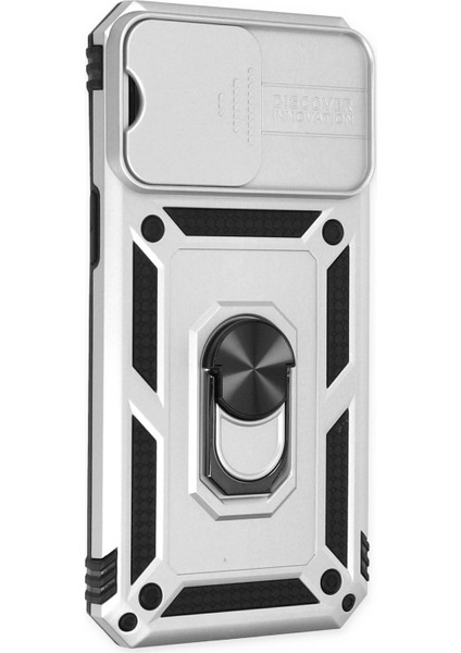 iPhone 14 Pro Kılıf Pars Lens Yüzüklü Silikon - Gümüş - NFND6647-9200