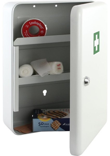 Alüminyum Ilk Yardım Kutusu 3 Bölmeli Ayarlanabilir Raflı 32X23 cm Hafif Gri