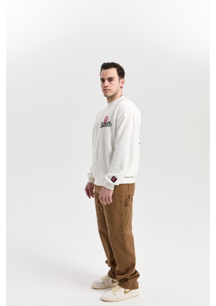 Baskılı Ekru Oversize Sweatshirt fiyatları