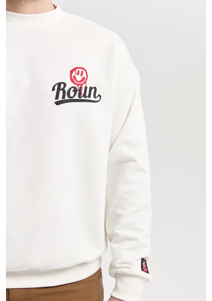 Baskılı Ekru Oversize Sweatshirt indirimleri