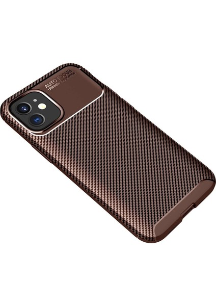 iPhone 12 Mini Kılıf Auto Focus Karbon Kapak - Kahverengi - NFND7146-6487