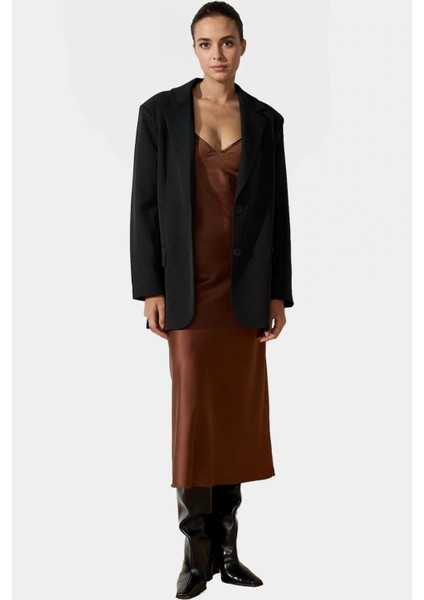 Şık Saten Maxi Elbise V Yaka Düz Kesim Yazlık Zarifane Tasarım Mükemmel Uyum Kaliteli Işçilik fiyatları