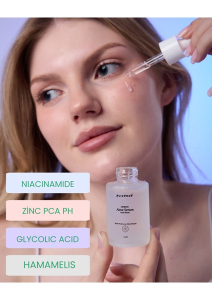 Siyah Nokta ve Akne Serum | Glycolic Acid Niacinamide Gözenek Arındırıcı | 30ML