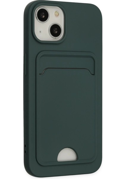 iPhone 14 Plus Kılıf Kelvin Kartvizitli Silikon - Koyu Yeşil - NFND5611-9983