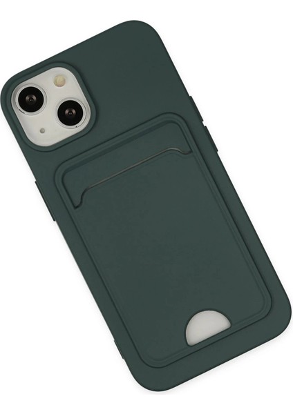iPhone 14 Plus Kılıf Kelvin Kartvizitli Silikon - Koyu Yeşil - NFND5611-9983