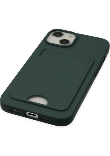 iPhone 14 Plus Kılıf Kelvin Kartvizitli Silikon - Koyu Yeşil - NFND5611-9983