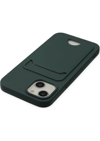iPhone 14 Plus Kılıf Kelvin Kartvizitli Silikon - Koyu Yeşil - NFND5611-9983