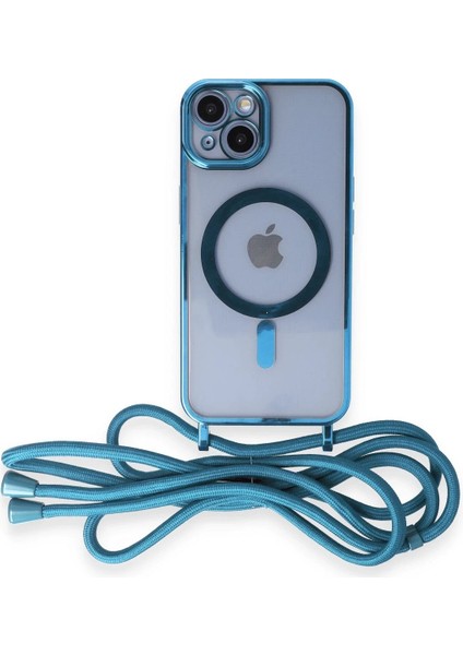 iPhone 14 Kılıf Divo Lazer Askılı Magsafe Kapak - Sierra Blue - NFND8927-8379