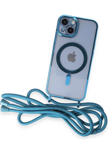iPhone 14 Kılıf Divo Lazer Askılı Magsafe Kapak - Sierra Blue - NFND8927-8379