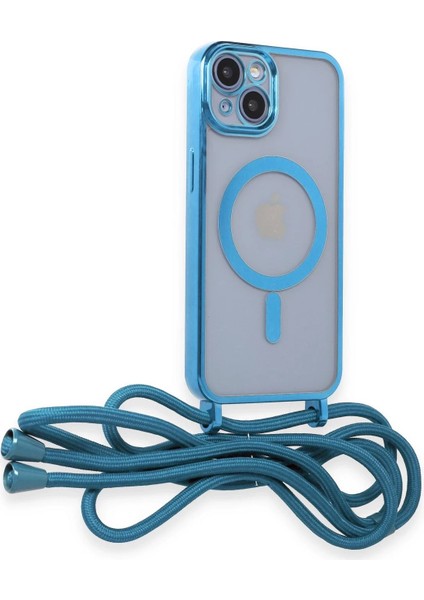 iPhone 14 Kılıf Divo Lazer Askılı Magsafe Kapak - Sierra Blue - NFND8927-8379