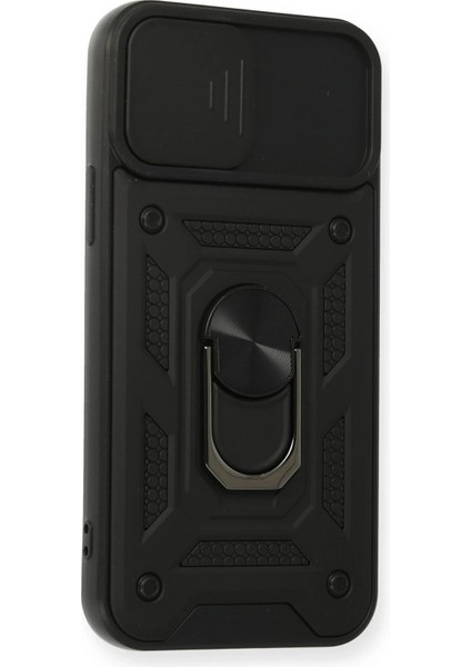 iPhone 12 Pro Kılıf Pars Lens Yüzüklü Silikon - Siyah - NFND8864-8002