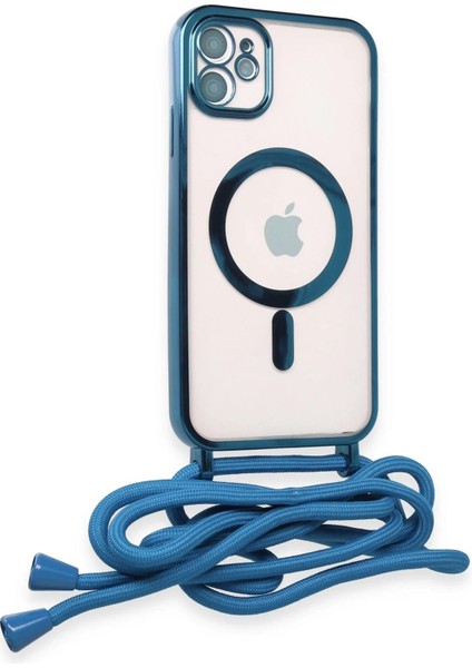 iPhone 11 Kılıf Divo Lazer Askılı Magsafe Kapak - Sierra Blue - NFND8982-7420