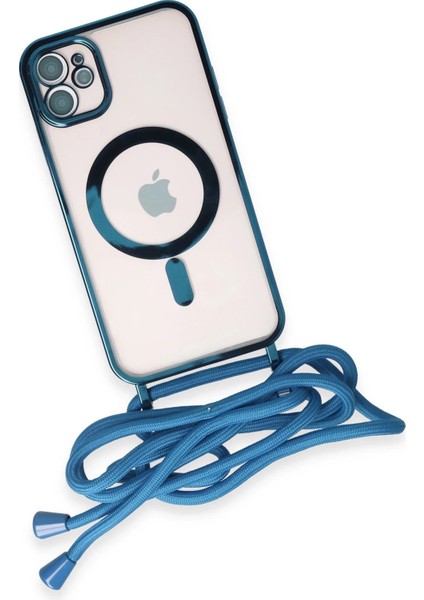 iPhone 11 Kılıf Divo Lazer Askılı Magsafe Kapak - Sierra Blue - NFND8982-7420