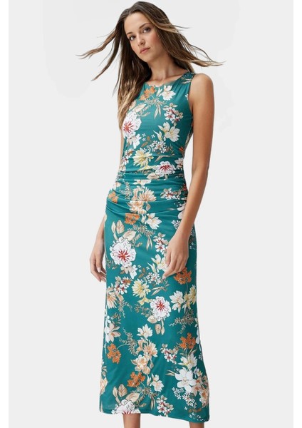 Yazlık Çiçekli Bodycon Elbise Maxi Uzunluk Örme Kumaş Premium Kalite Profesyonel Görünüm Uzun Ömürlü